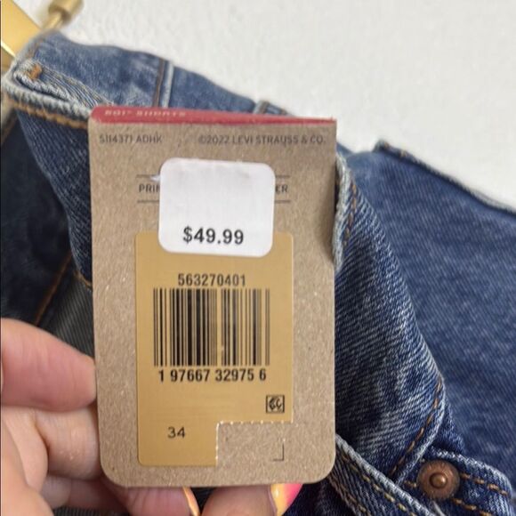 Levi's 501-Blue Distressed Denim Shorts size 34 - Picture 9 of 13